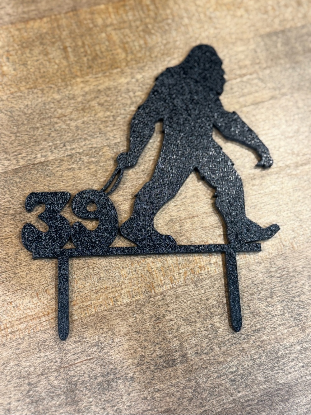 Black Bigfoot 39 Birthday Cake Topper - Party Decoration